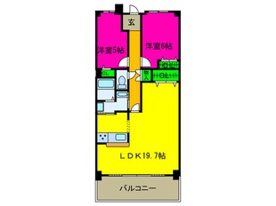 サンシティ羽倉崎（708）の物件間取画像